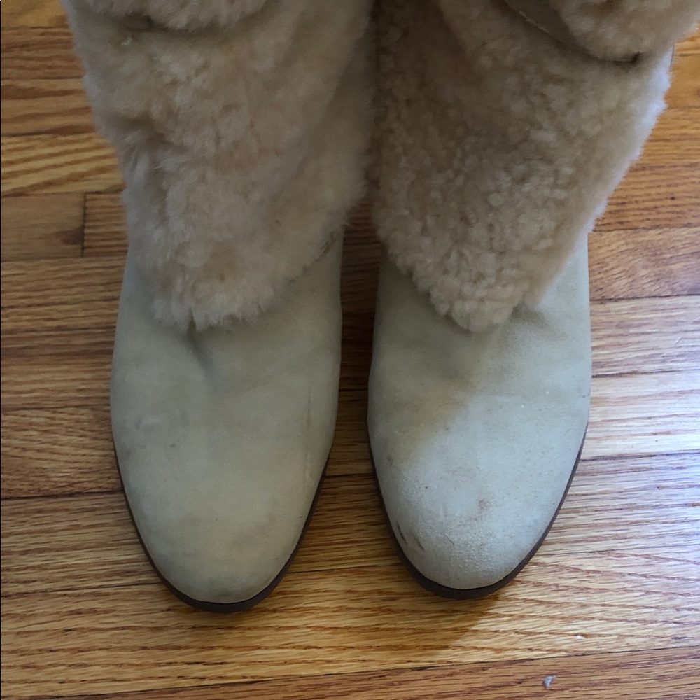 Lauren Ralph Lauren Tan Faux Shearling Heeled Boots Size 8 - Picture 7 of 13